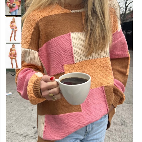 Last One Show Me Your MuMu Ember Tunic Sweater in Uneven Patchwork Knit various - Picture 3 of 9